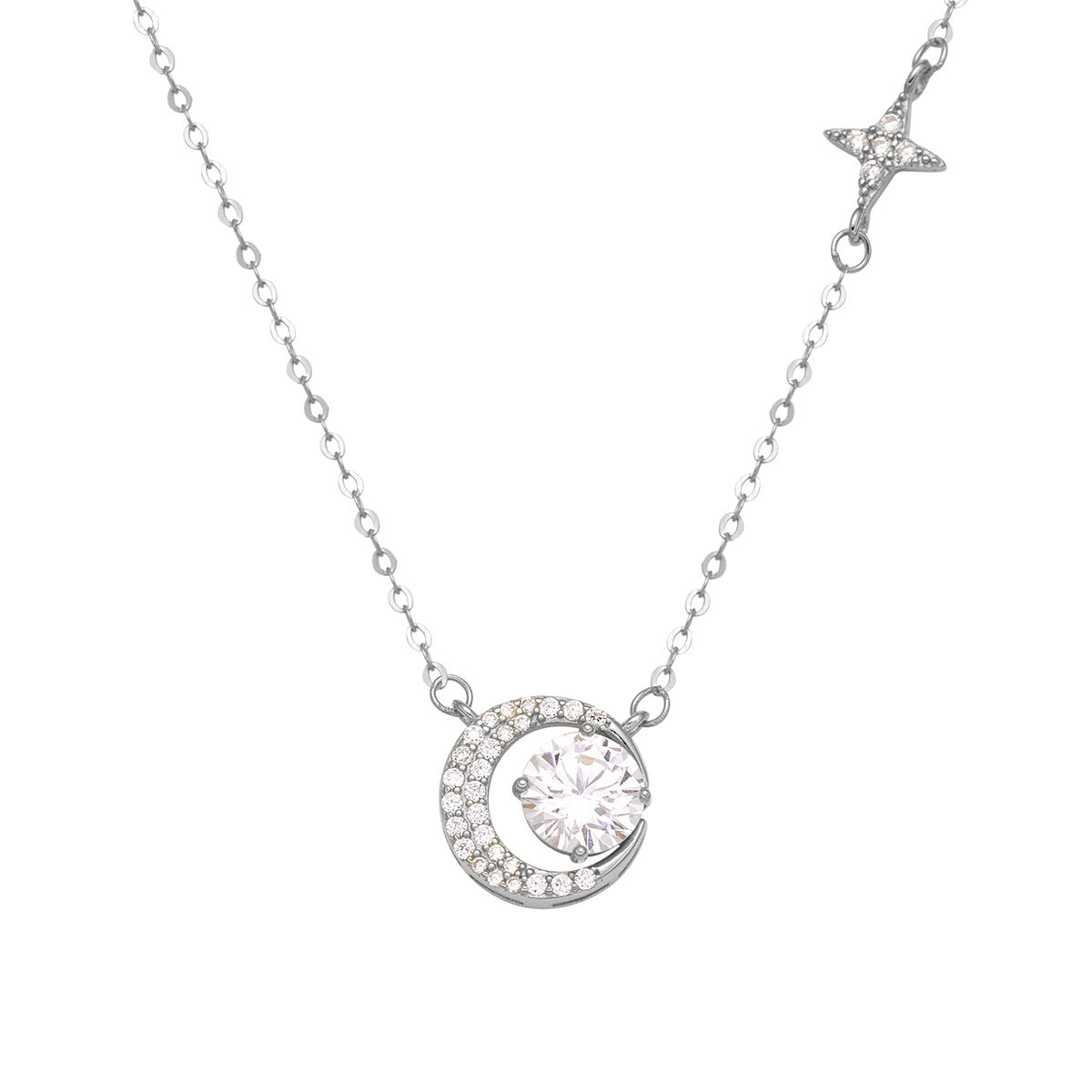 Damen Halskette mit elegantem Mond- und Sternanhänger Shop Nory