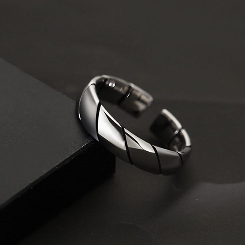 Damen Offener Edelstahlring mit modernem Spiral-Design Shop Nory