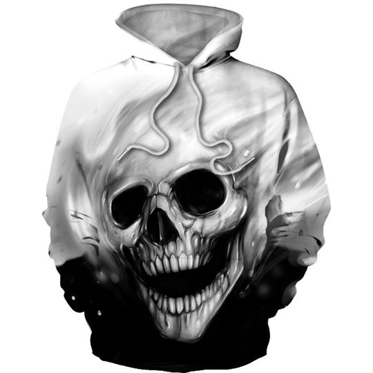 Herren Kapuzenpullover mit leuchtendem Flammenschädel-Print Shop Nory