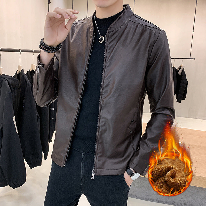 Herren schmal geschnittener Kunstleder Flightblouson mit minimalistischem Stehkragen und verdeckter Reißverschlussleiste Shop Nory