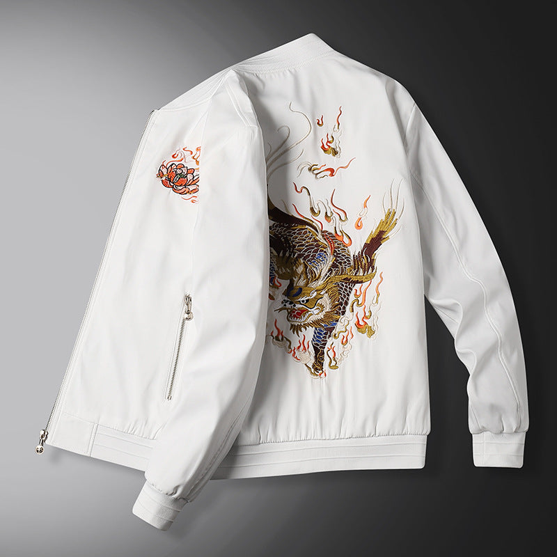 Herren Bomberjacke mit orientalischer Tigerstickerei, leichter Microfaser‑Außenlage und Rippbündchen Shop Nory