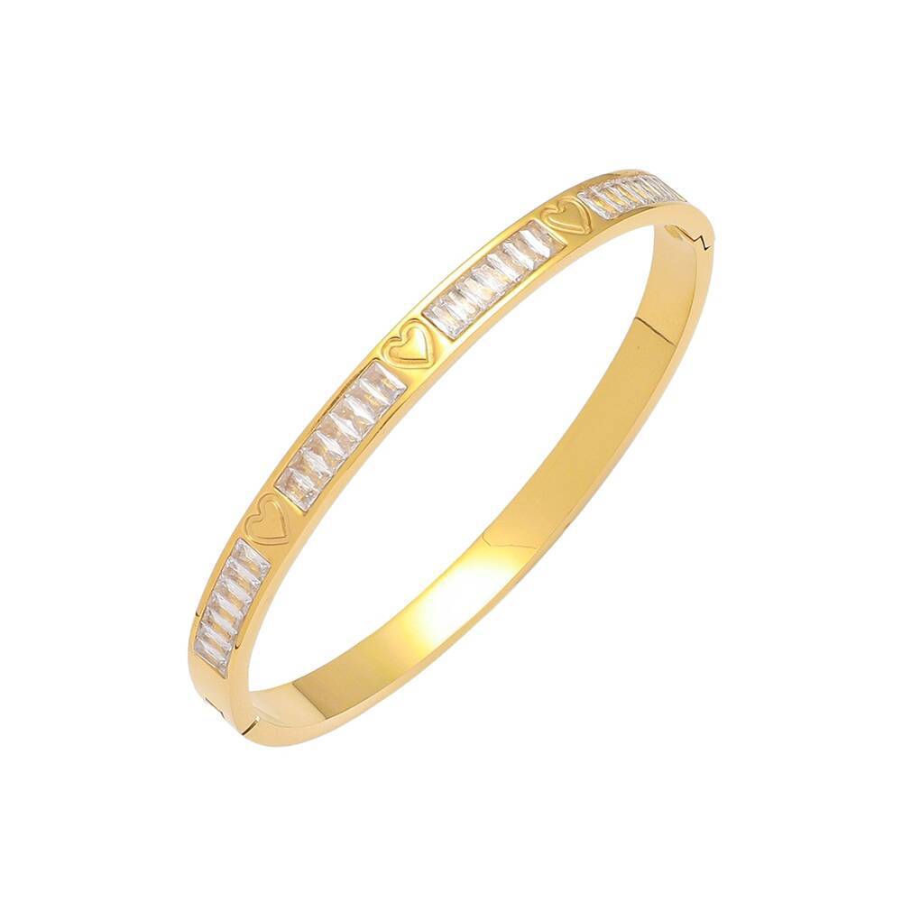 Damen Armreif mit kunstvollen Herzmotiven und funkelnden Zirkonia Shop Nory