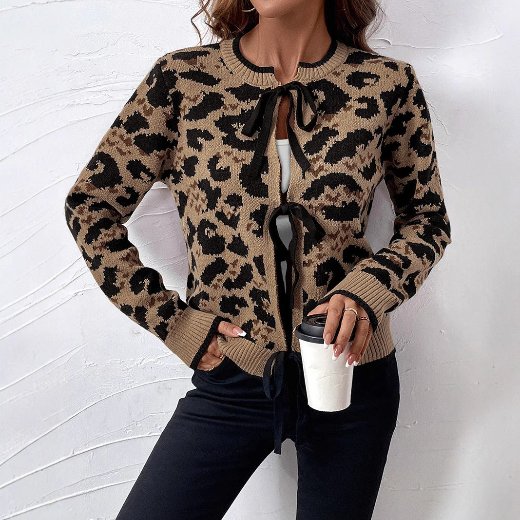 Damen Lässiger Cardigan mit Leo-Muster Shop Nory