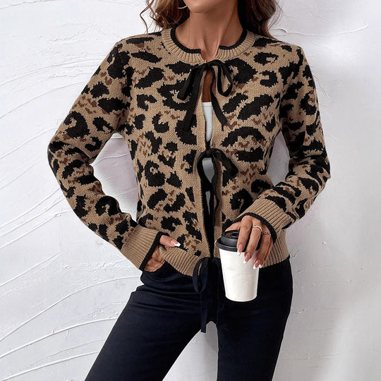 Damen Lässiger Cardigan mit Leo-Muster Shop Nory