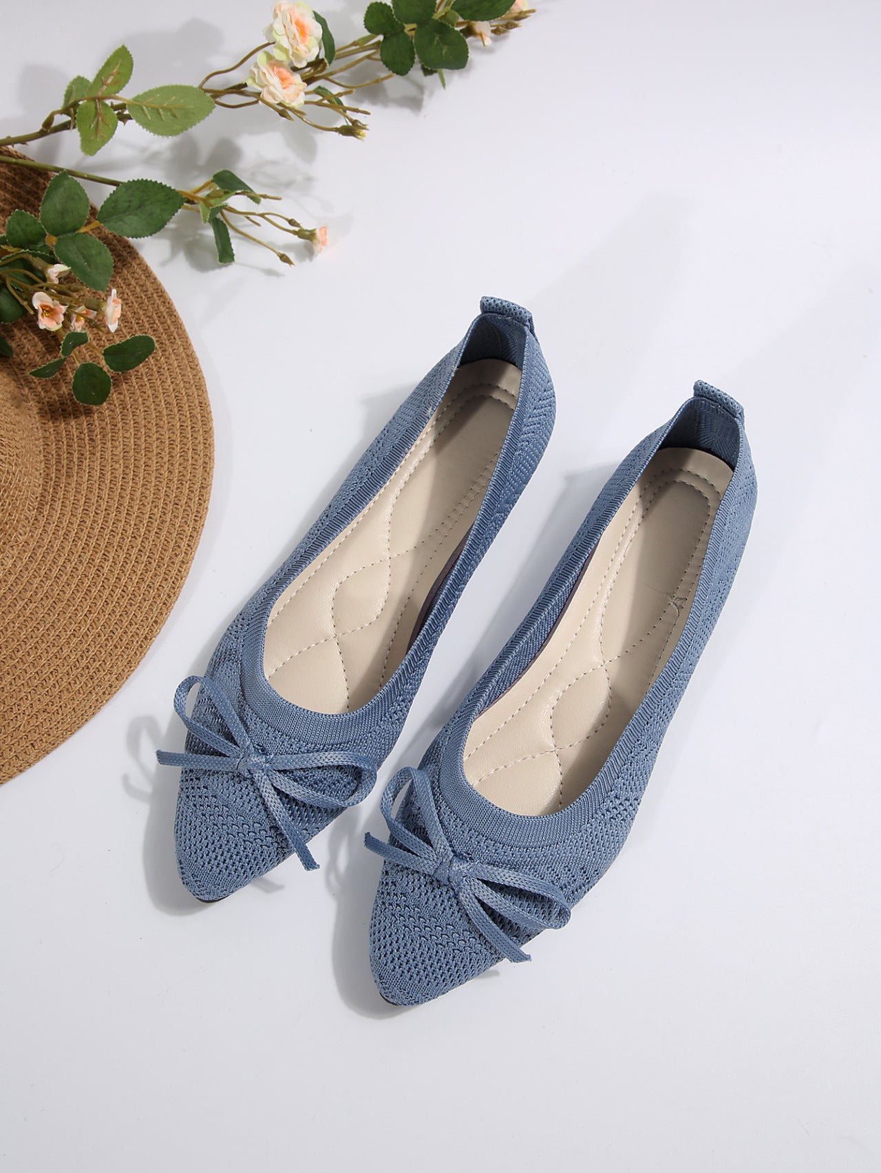 Damen elegante Ballerinas mit stylischem Schleifen-Detail aus atmungsaktivem GewShopnorye Shopnory