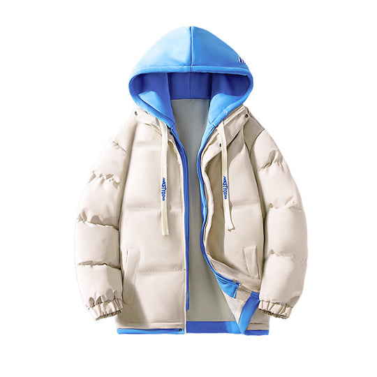 Damen Zweilagige gesteppte Kapuzenjacke mit kontrastfarbener Kapuze, Kordelzug und elastischen Bündchen Shop Nory