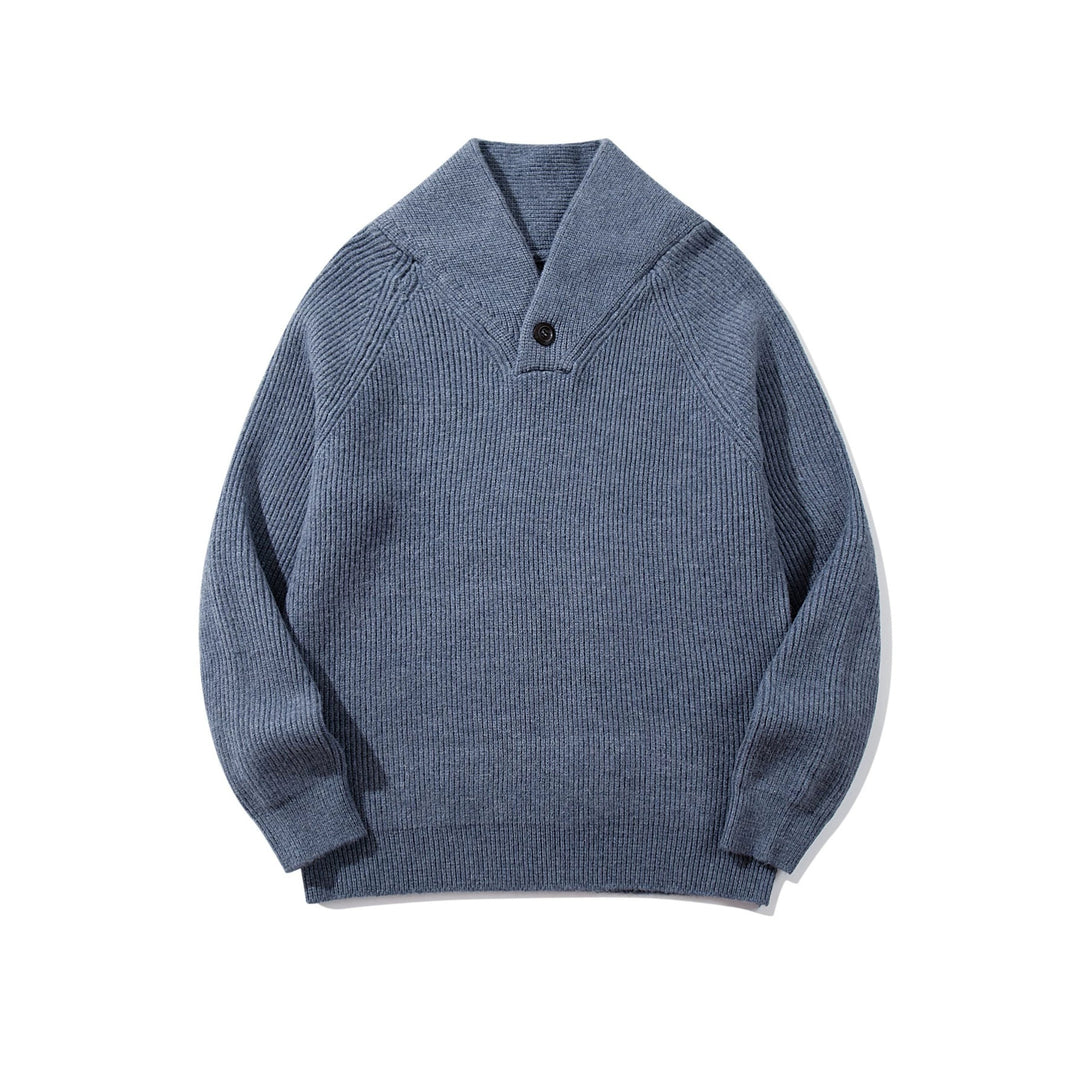 Unisex Gerippter Shawlkragen-Pullover mit Ein-Knopf-Detail Shop Nory