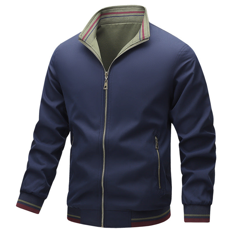 Herren Leichte Harringtonjacke mit Stehkragen, Reißverschluss und Kontrastbündchen Shop Nory