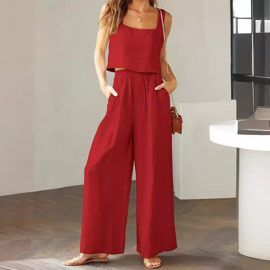 Damen Lässiger Jumpsuit mit weiten Beinen und praktischen Taschen