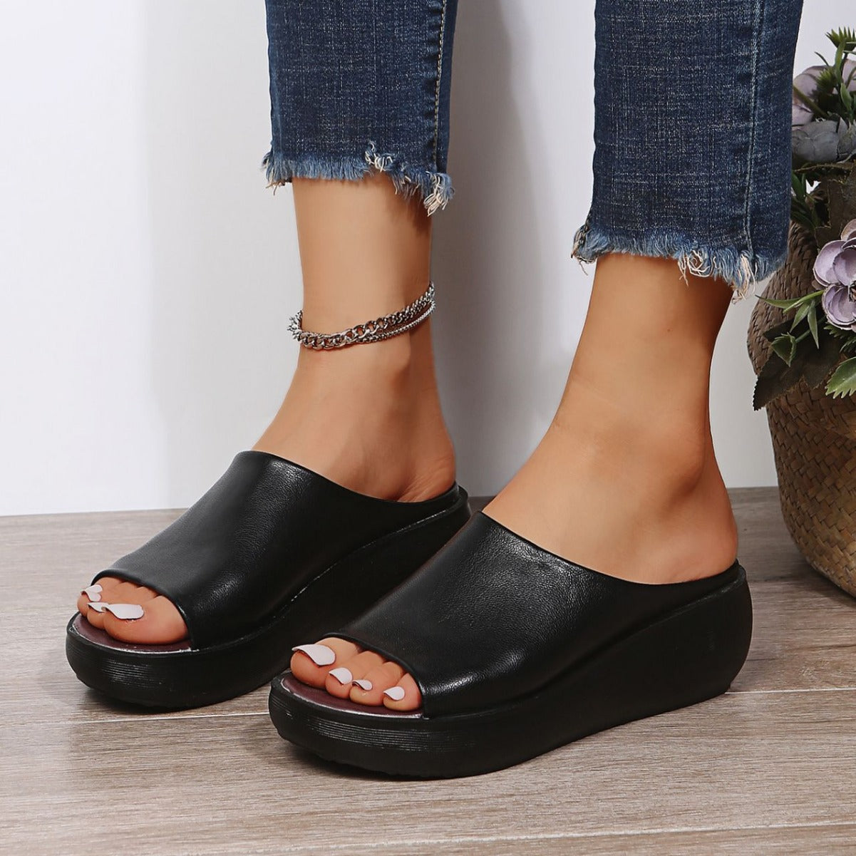 Damen Plateau-Sandalen mit offenem Zehenbereich und rutschfester Sohle