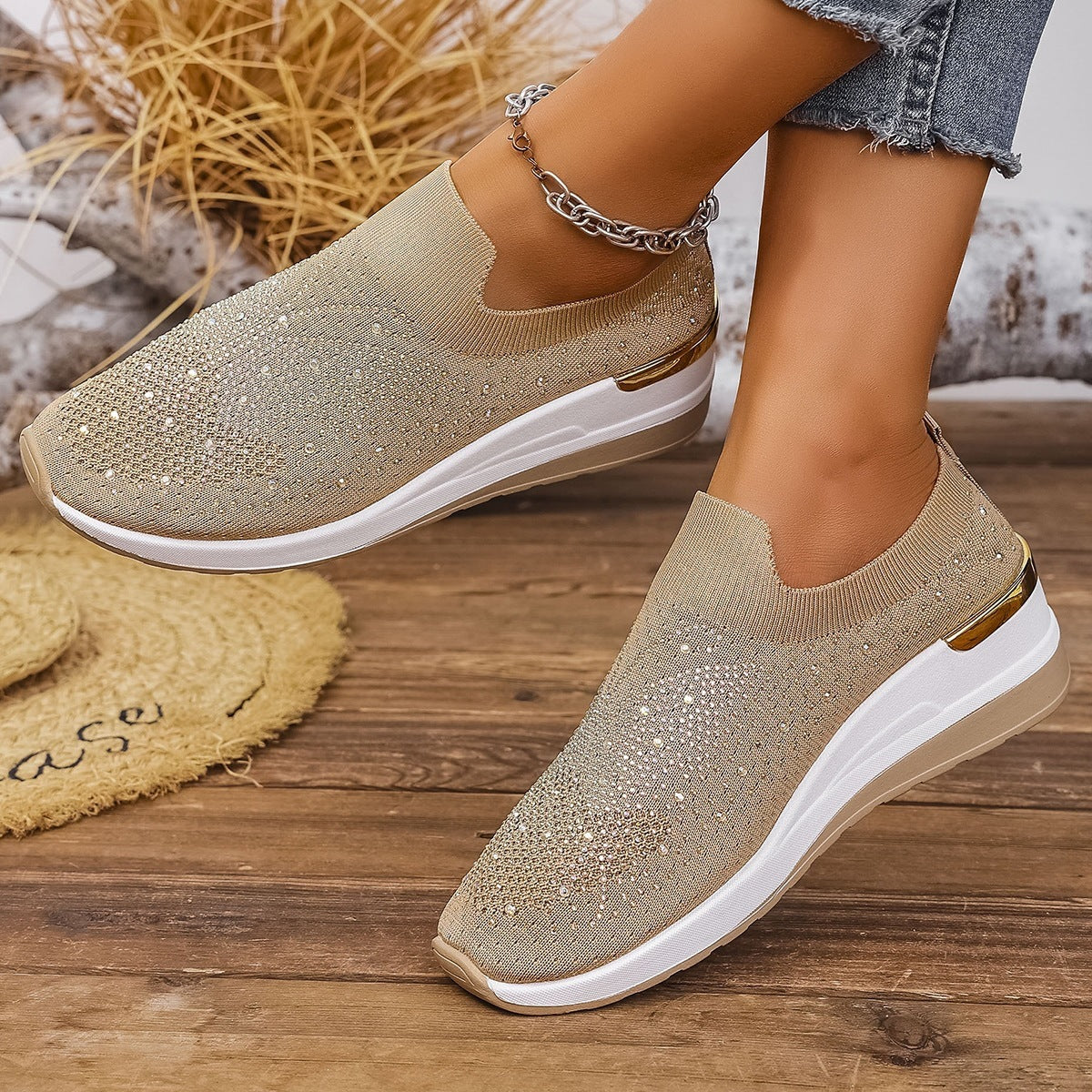 Damen Glitzernde Slip-On Sneaker