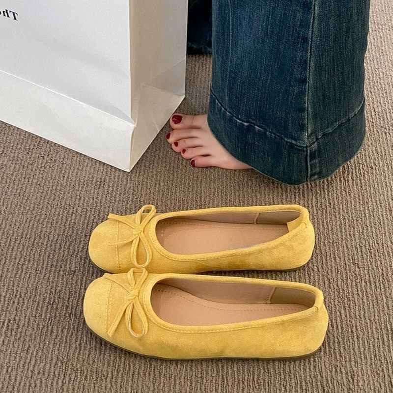 Damen Ballerina-Slipper mit quadratischer Zehenbox, weichem Komfortfußbett und Zierschleife Shop Nory