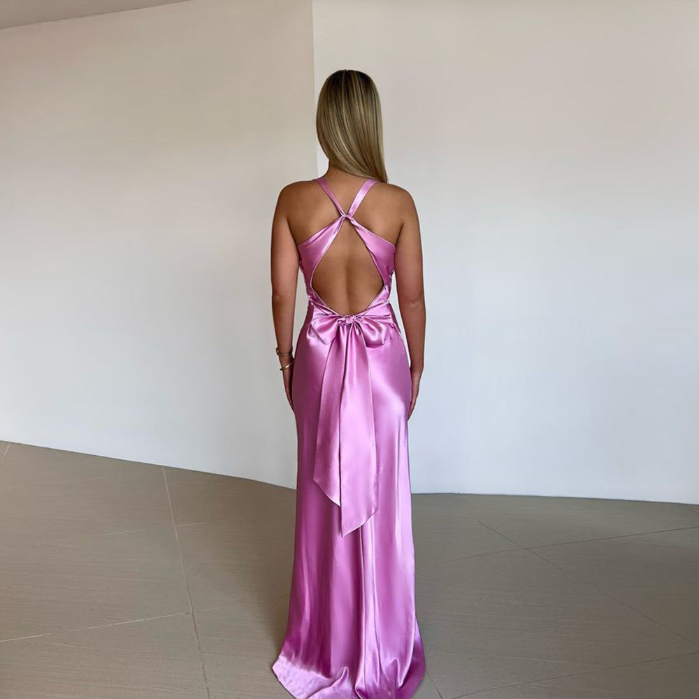 Persönlichkeit Slim Fit Satin Kleid Damen