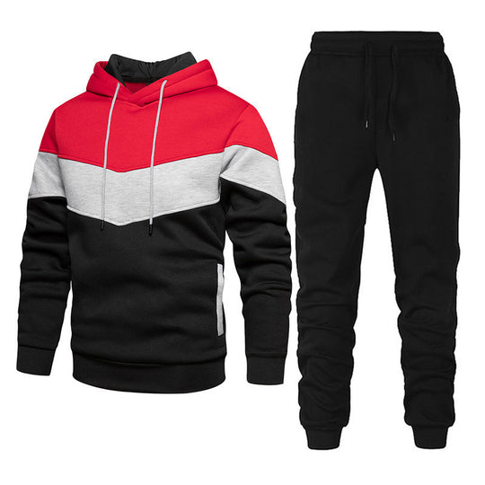 Herren nan athleisure-Set mit Chevron-Kapuze, fleecegefüttertem Pullover und schmal zulaufender Jogginghose Shop Nory