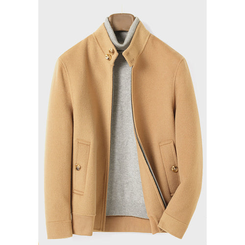 Herren Moderner Wollmix-Blouson mit hohem Stehkragen, verdecktem Reißverschluss und geknöpften Eingrifftaschen Shop Nory