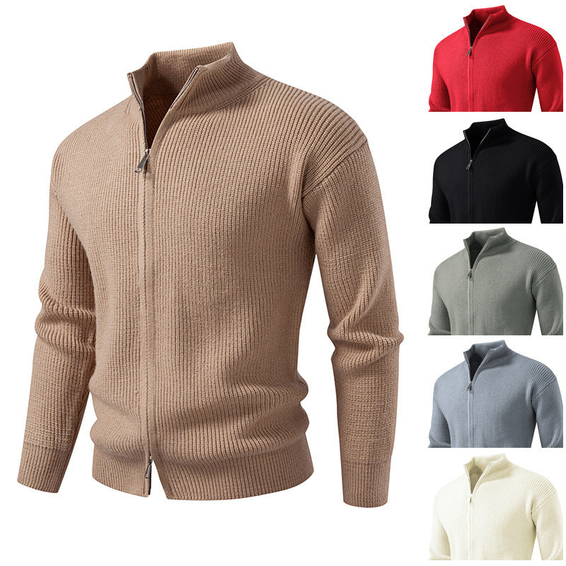 Herren Strickjacke mit hohem Kragen und innovativem Reißverschluss