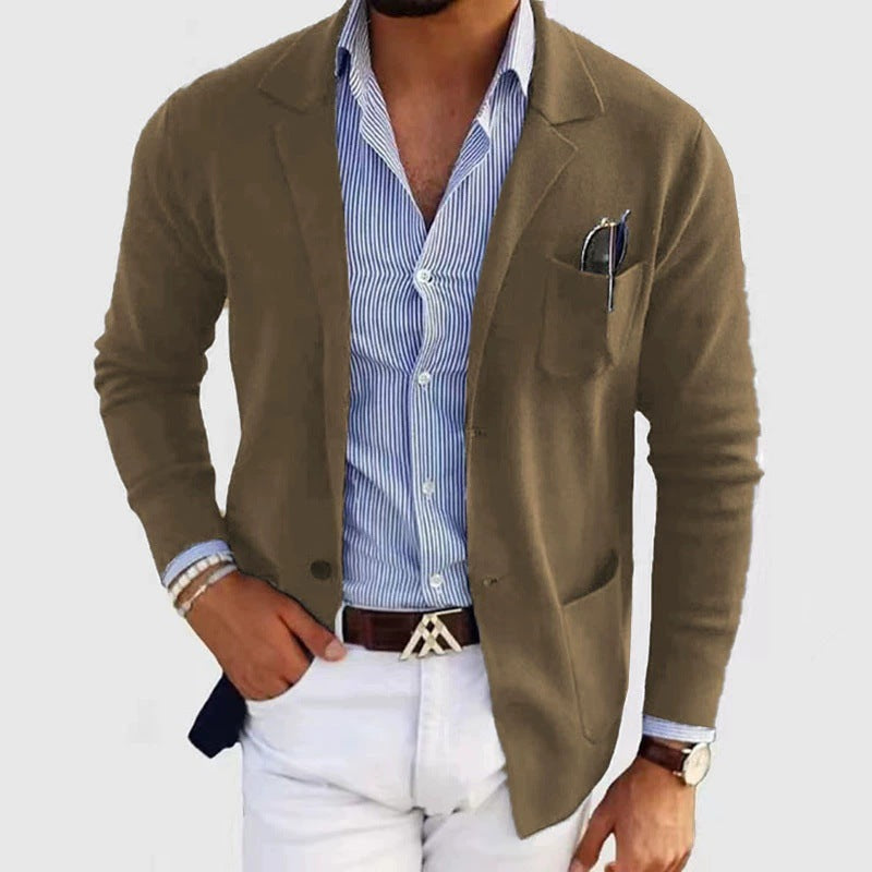 Herren lässiger, eleganter Blazer aus kräftigem Baumwollmix