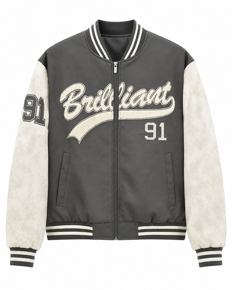 Herren Varsity-Bomberjacke im Letterman‑Stil mit Chenille‑Applikationen Shop Nory