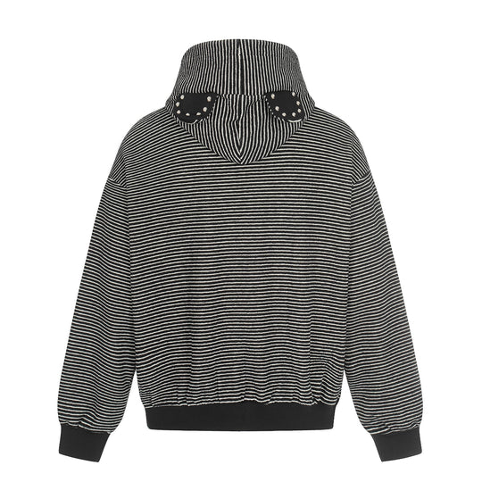 Unisex Gestreifte Kapuzen-Sweatjacke mit Reißverschluss und strukturierter Oberfläche Shop Nory
