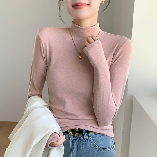 Damen Elegant und Bequem Langarmshirt mit Stehkragen Shop Nory