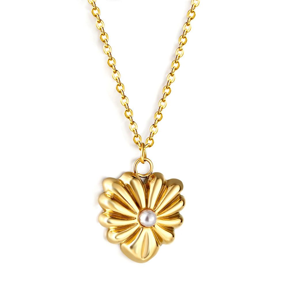 Damen elegante Halskette mit funkelndem Anhänger aus Edelstahl und goldplattierter Kette Shop Nory