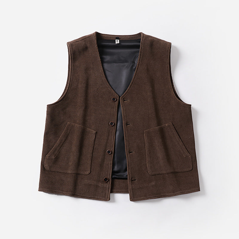 Herren Cordweste mit Satinfutter, V‑Ausschnitt und aufgesetzten Taschen Shop Nory