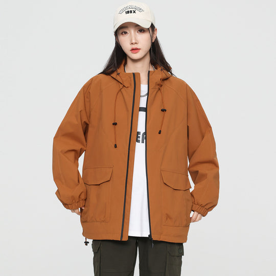 Damen Oversize Windbreaker Jacke mit Kapuze und Cargotaschen Shop Nory