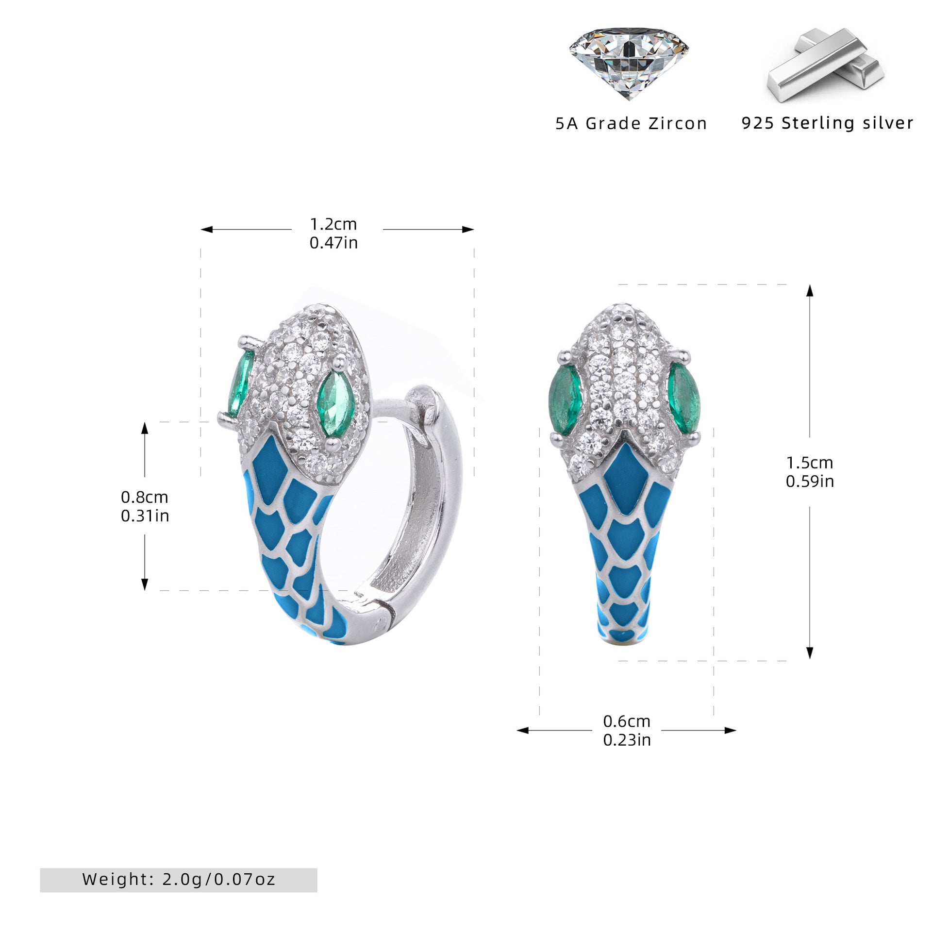 Damen Ohrhänger im stilvollen Schlangen-Design aus 925 Sterling Silber Shop Nory
