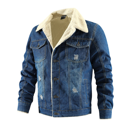 Herren Denimjacke mit Teddyfutter im Used-Look und Knopfleiste Shop Nory