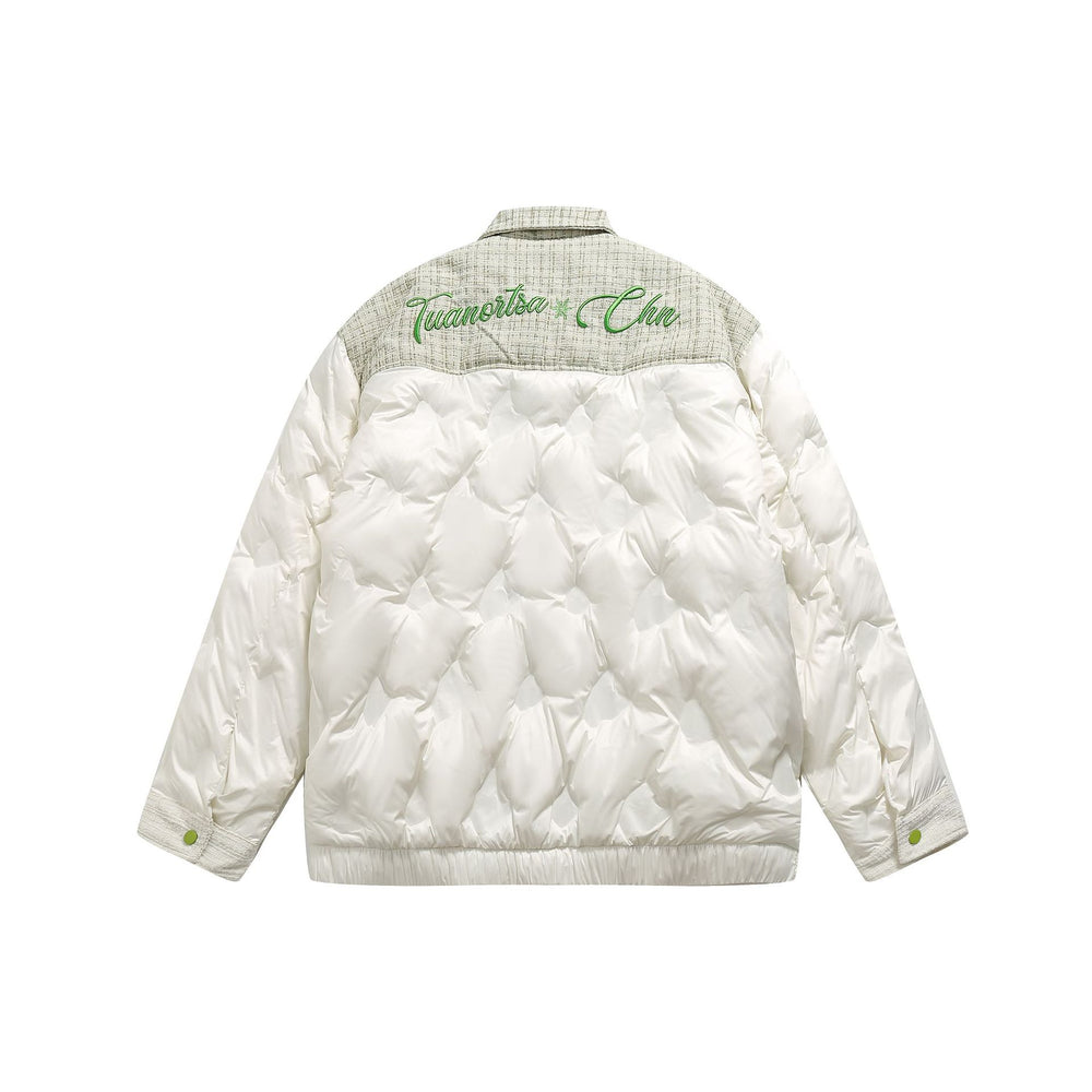 Damen gesteppte Hemdblousonjacke mit Tweedbesatz und Pattentaschen Shop Nory
