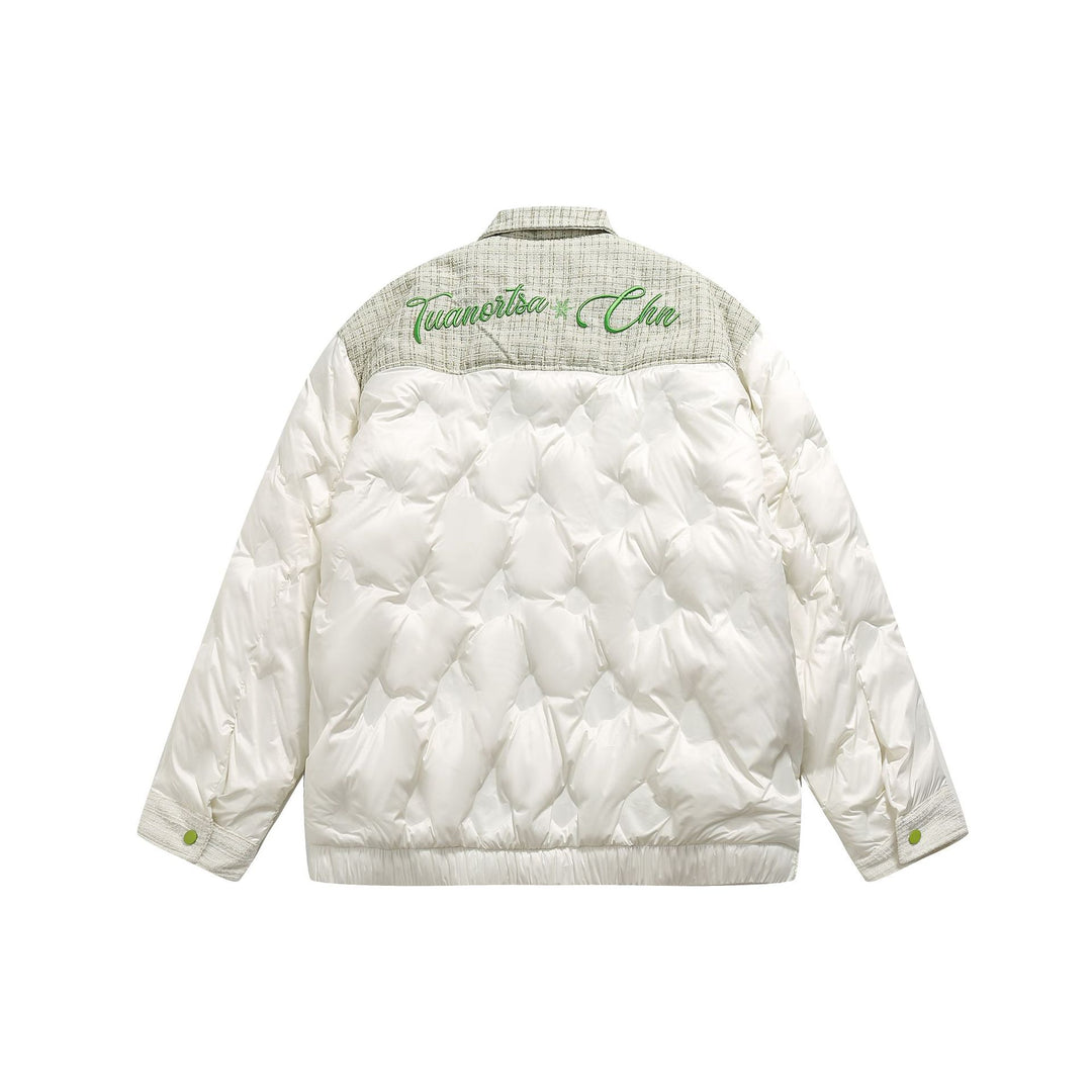Damen gesteppte Hemdblousonjacke mit Tweedbesatz und Pattentaschen Shop Nory