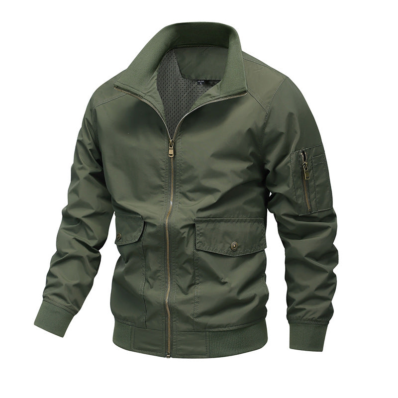 Herren Leichte Utility-Bomberjacke mit Ärmeltasche und Netzfutter Shop Nory