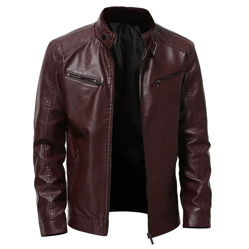 Herren stylische Kunstleder-Motorradjacke im Biker-Stil