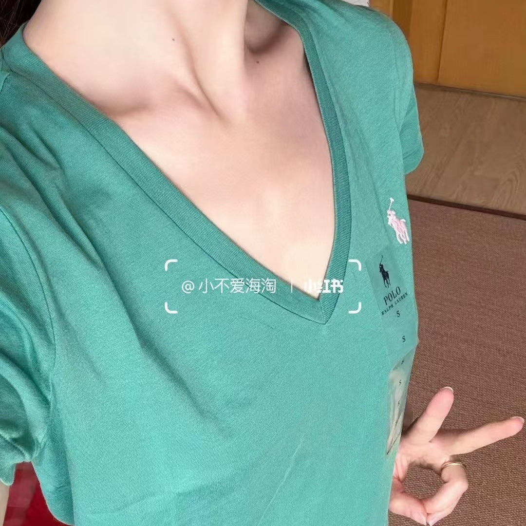 Damen V-Ausschnitt T-Shirt aus hochwertiger Baumwolle Shop Nory