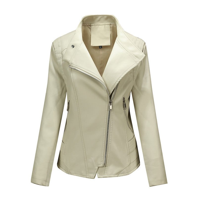 Damen Figurnahe Bikerjacke aus Kunstleder mit asymmetrischem Reißverschluss und taillierendem Schnitt Shop Nory