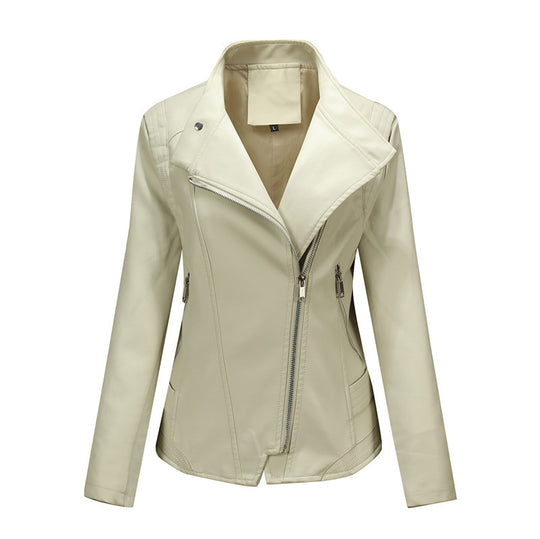 Damen Figurnahe Bikerjacke aus Kunstleder mit asymmetrischem Reißverschluss und taillierendem Schnitt Shop Nory