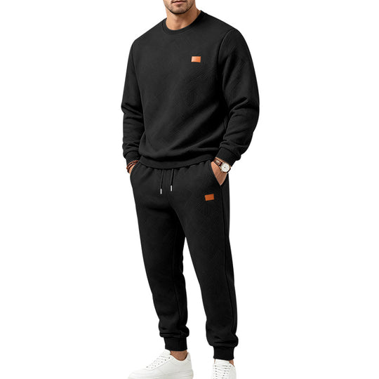 Herren Gemustertes Komfort-Sweatset mit Rundhals-Sweatshirt und Kordel-Jogginghose Shop Nory