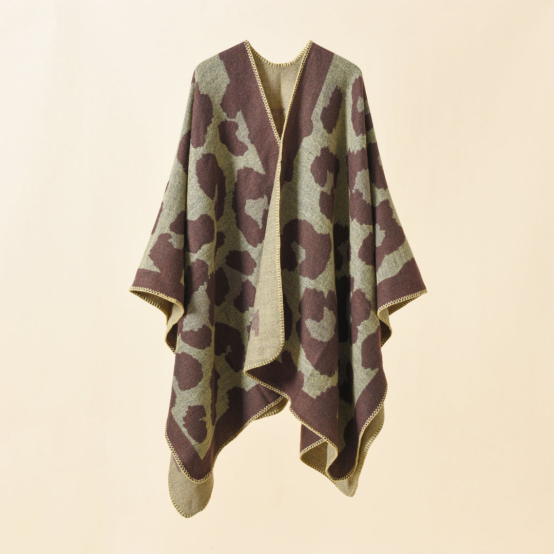 Damen Oversize-Strickruana mit grafischem Jacquard und Zierstich Shop Nory