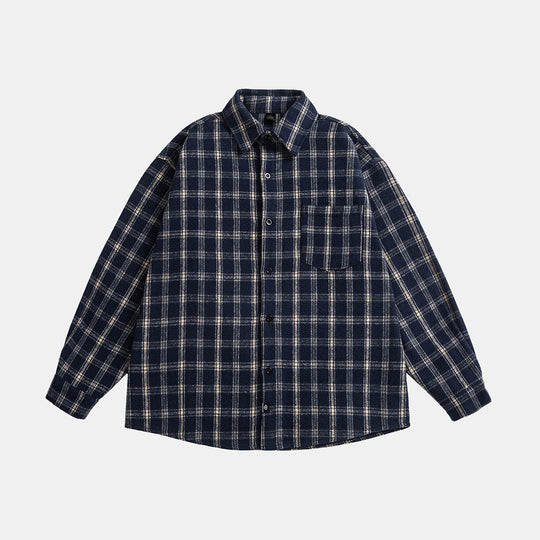 Unisex Oversize Karo-Hemdjacke im Boxy-Cut mit aufgesetzter Brusttasche und Soft-Flanell Shop Nory