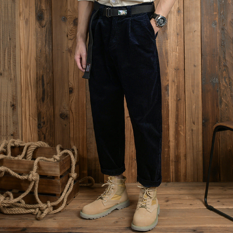 Herren Cordhose im Relaxed-Fit mit konischer Passform und Canvas-Gürtel Shop Nory