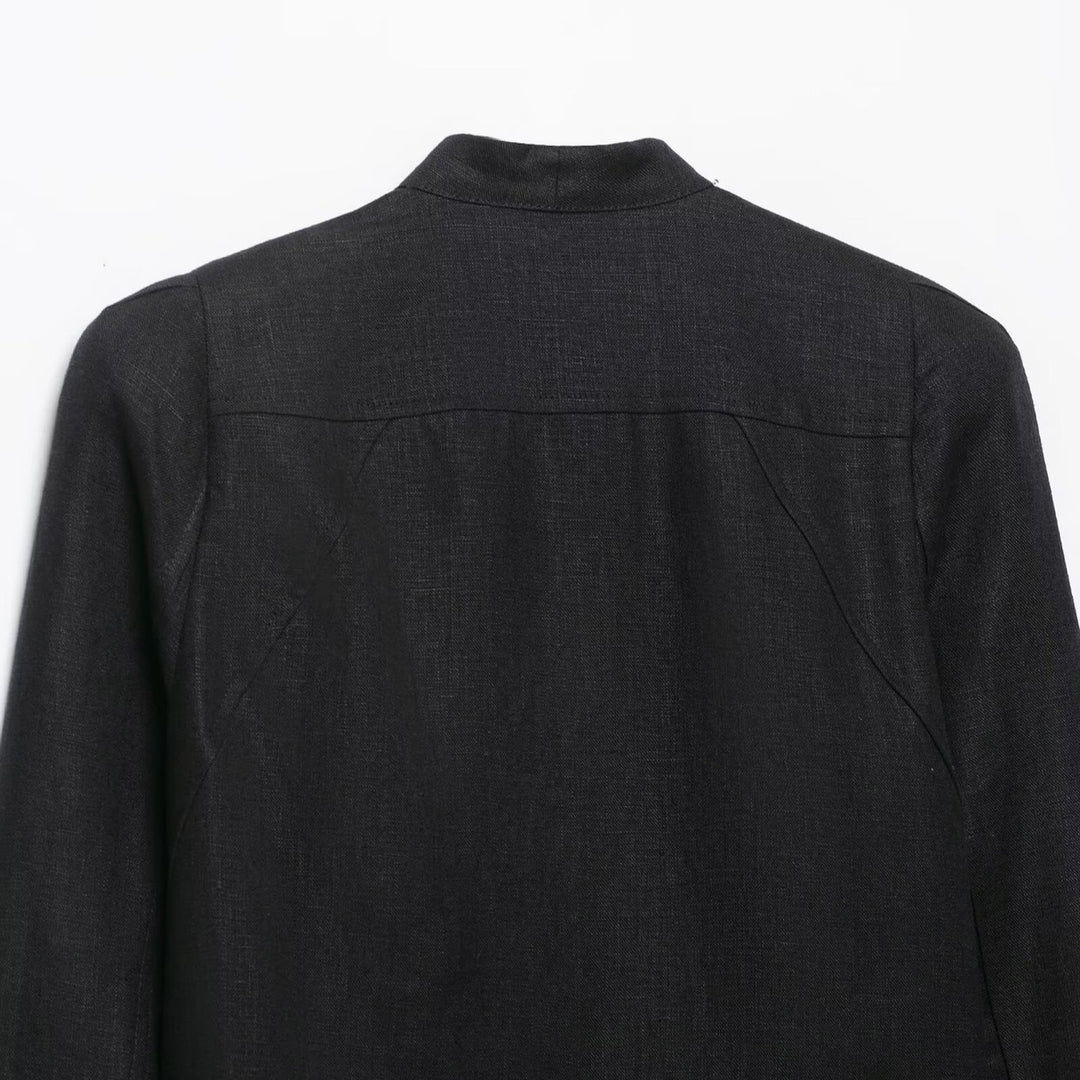 Damen Kurzblazer im Korsettstil mit Stehkragen, Zierknotenschließe und taillierter Teilung Shop Nory