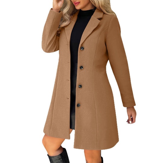 Damen Taillierter Kurzmantel mit Reverskragen und verdeckter Knopfleiste Shop Nory
