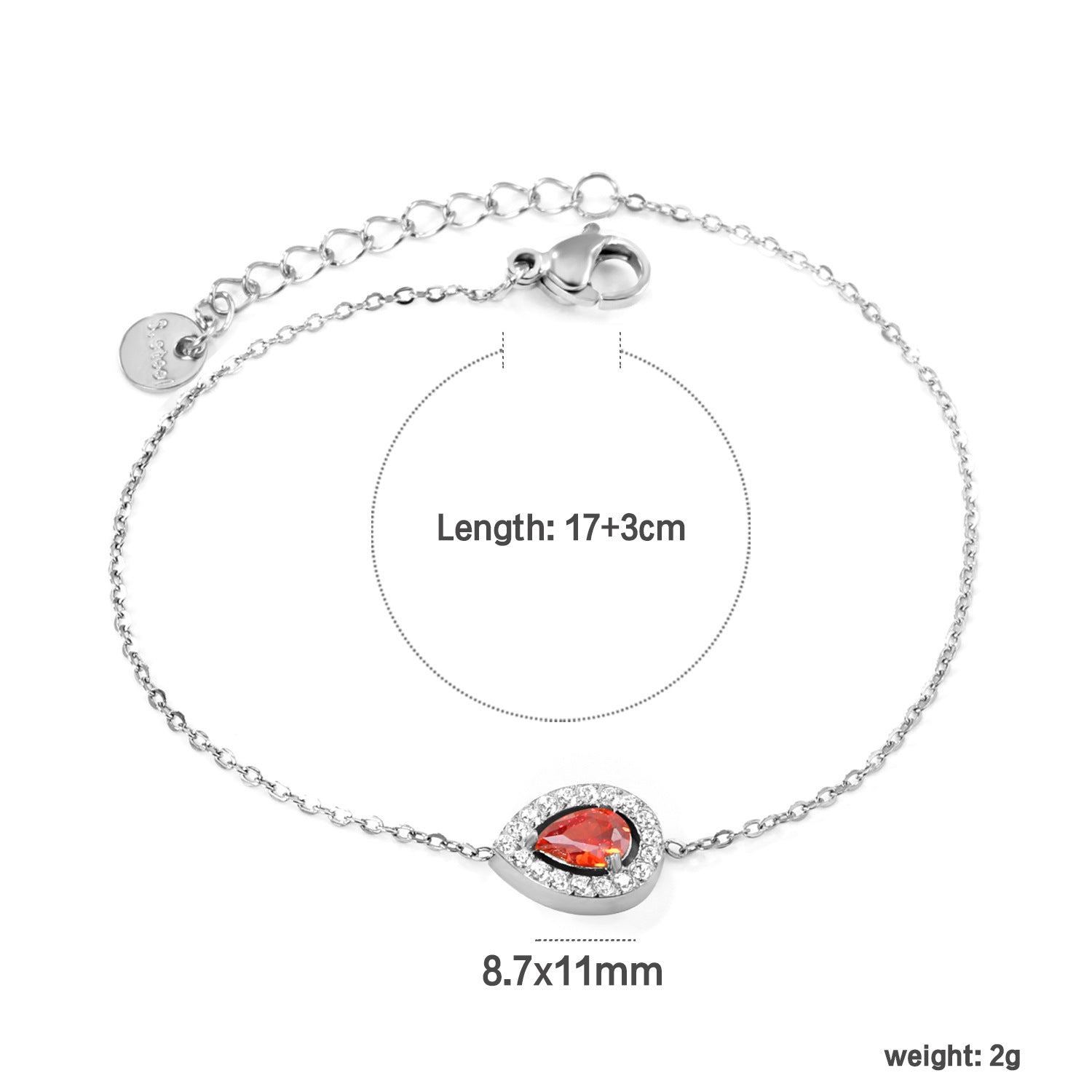 Damen zartes Armband mit funkelndem Kristallanhänger und verstellbarem Verschluss Shop Nory