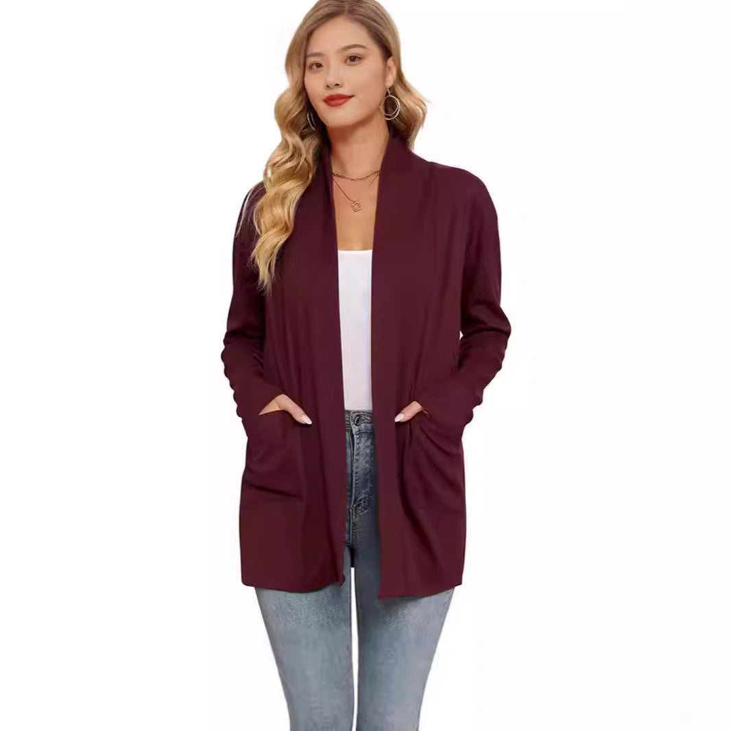 Damen lässiger Longcardigan mit Taschen
