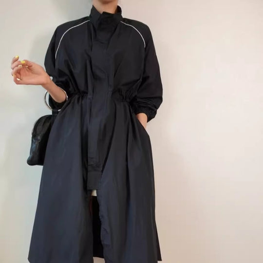 Damen Leichter Windbreaker-Mantel mit taillierendem Tunnelzug und Raglanärmeln Shop Nory