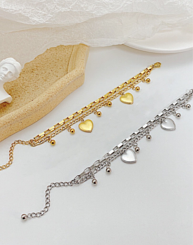 Damen Linked Heart Charm Armband Shop Nory