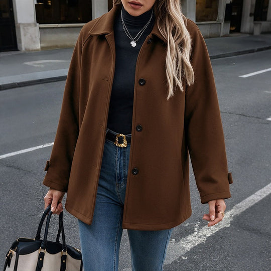 Damen Kurzmantel aus Wollmix mit Hemdkragen und geradem Schnitt Shop Nory