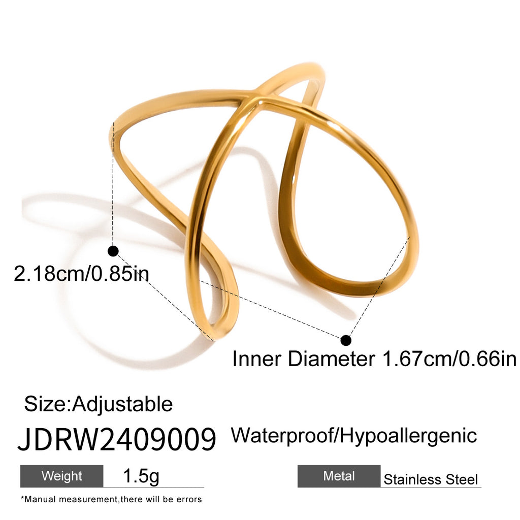 Damen Offener Ring mit elegantem geschwungenem Design aus hypoallergenem Edelstahl Shop Nory