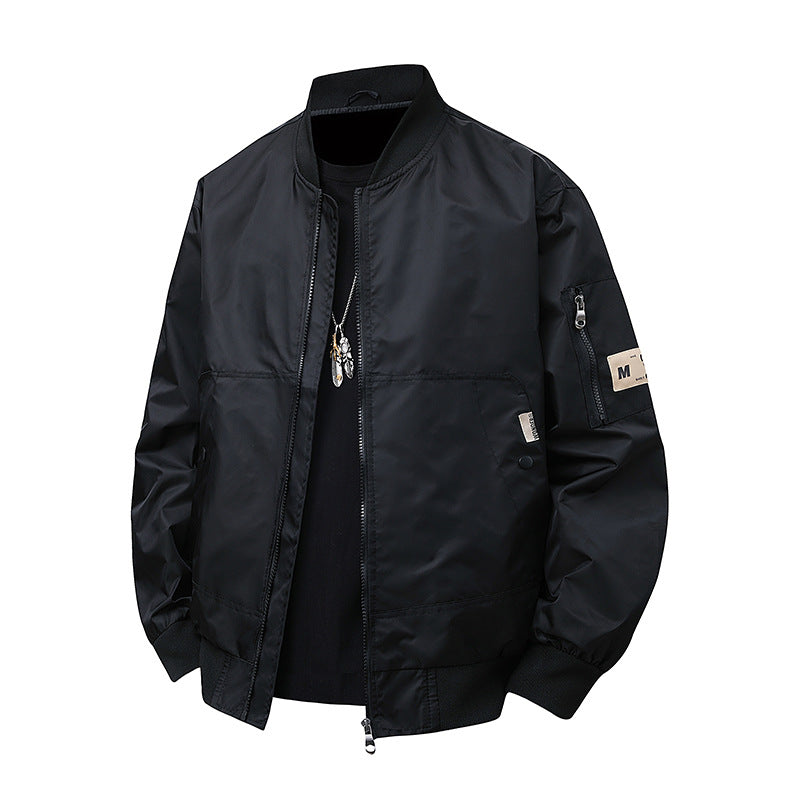 Herren Urbaner Nylon-Flight-Bomber mit Utility-Ärmeltasche und Zwei-Wege-Reißverschluss Shop Nory