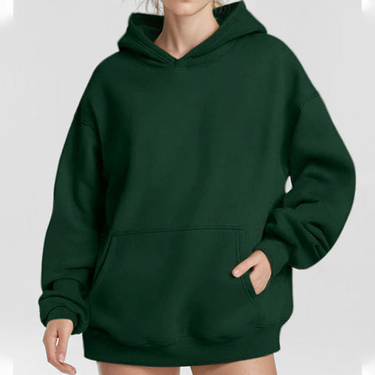 Damen nan weicher Oversize-Kapuzenpullover mit asymmetrischem Saum Kängurutasche und überschnittener Schulter Shop Nory